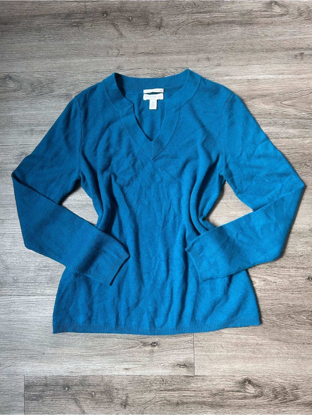 Charter Club 100% Cashmere V-Neck Teal Long-Sleeve Sweater Size M Preppy